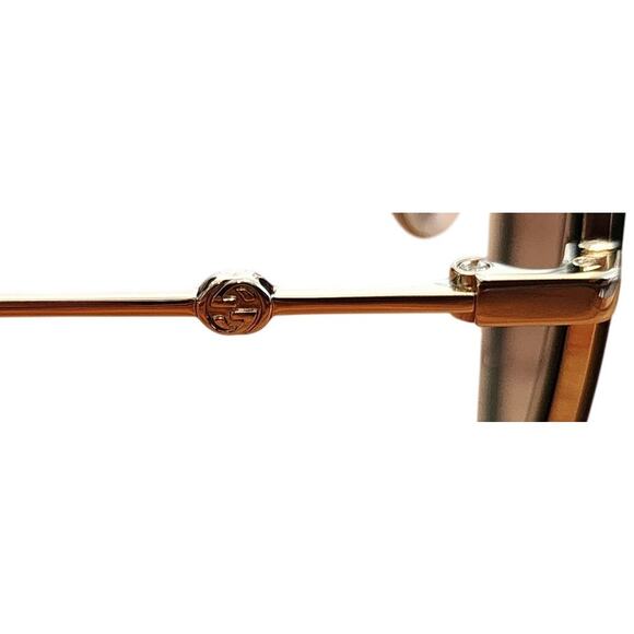 Gucci Aviator Sunglasses, Gold Metal Frame with Green & Red Web, NIB - Picture 6 of 9